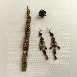 Inc  fashion jewelry 3 piece set color silver bronze golden brown yellow.